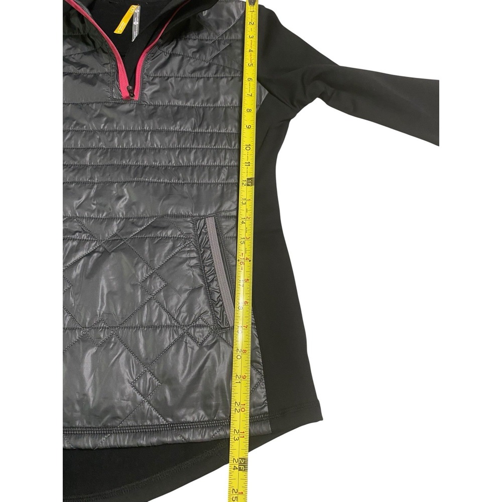 ⁠Lole Womens S Quilted Hybrid 1/4 Zip Pullover Jacket Gray Black Pink Thumbholes - Picture 5 of 7